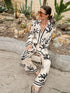 Chic Women's Summer Streetwear Set: Stylish Lapel Long Sleeve Shirt with Wide Leg Trousers for Effortless Fashion Inspo